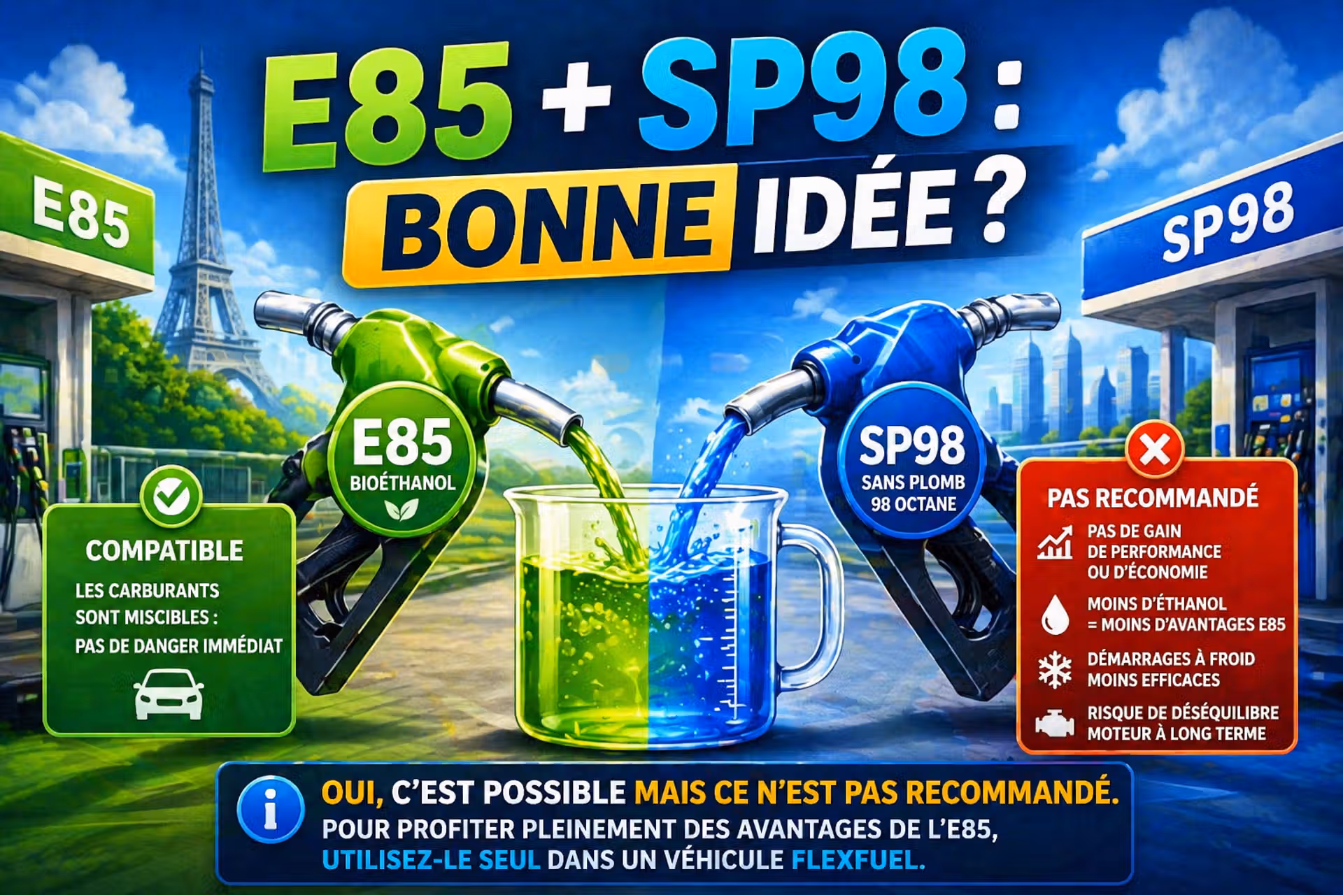 Peut-on mélanger E85 et SP98
