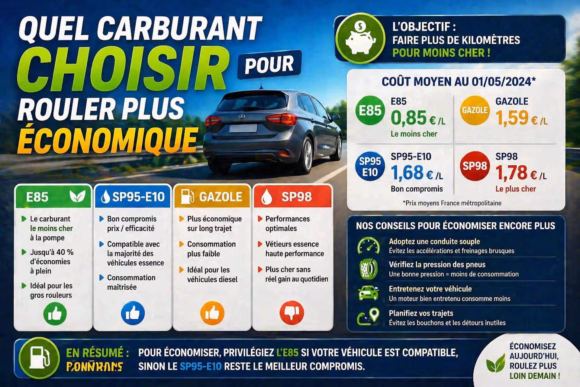 Quel carburant choisir pour rouler plus économique